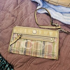 Coach Gold and Pink Patterned Wristlet